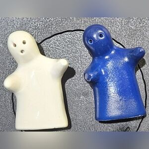 White and Blue Ghost Figurine Salt And Pepper Shakers